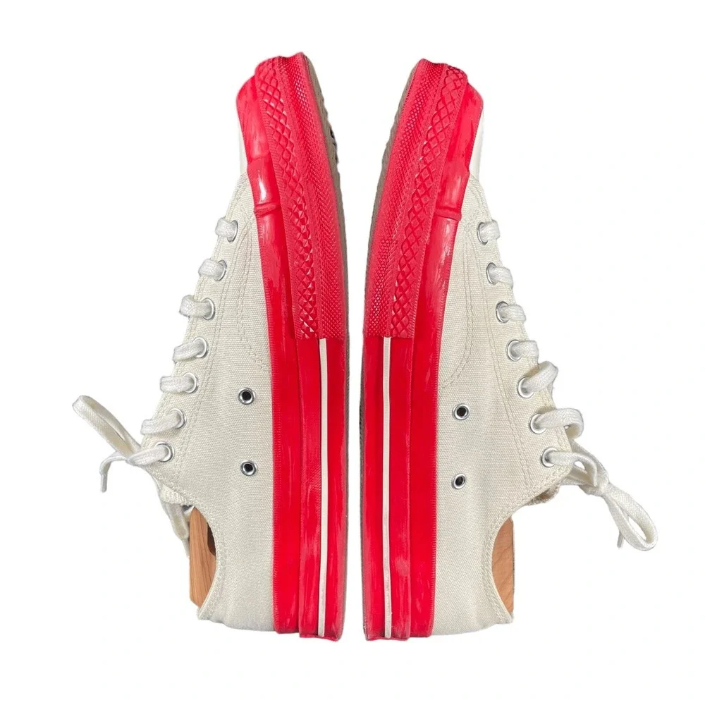 Converse X COMME des GARCONS PLAY CDG Chuck Taylor Low Egret Red Mens Sz US 10